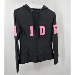 Goode Rider Girls Black Heather RIDE Patch Knit Full Zip Hoodie Jacket 14